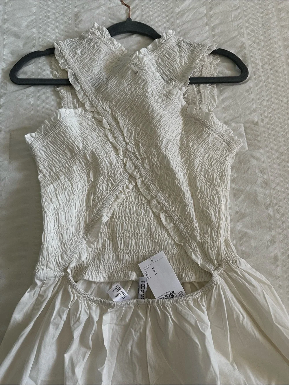 H&M Divided Smocked Poplin White Dress - Medium - Picture 5 of 9